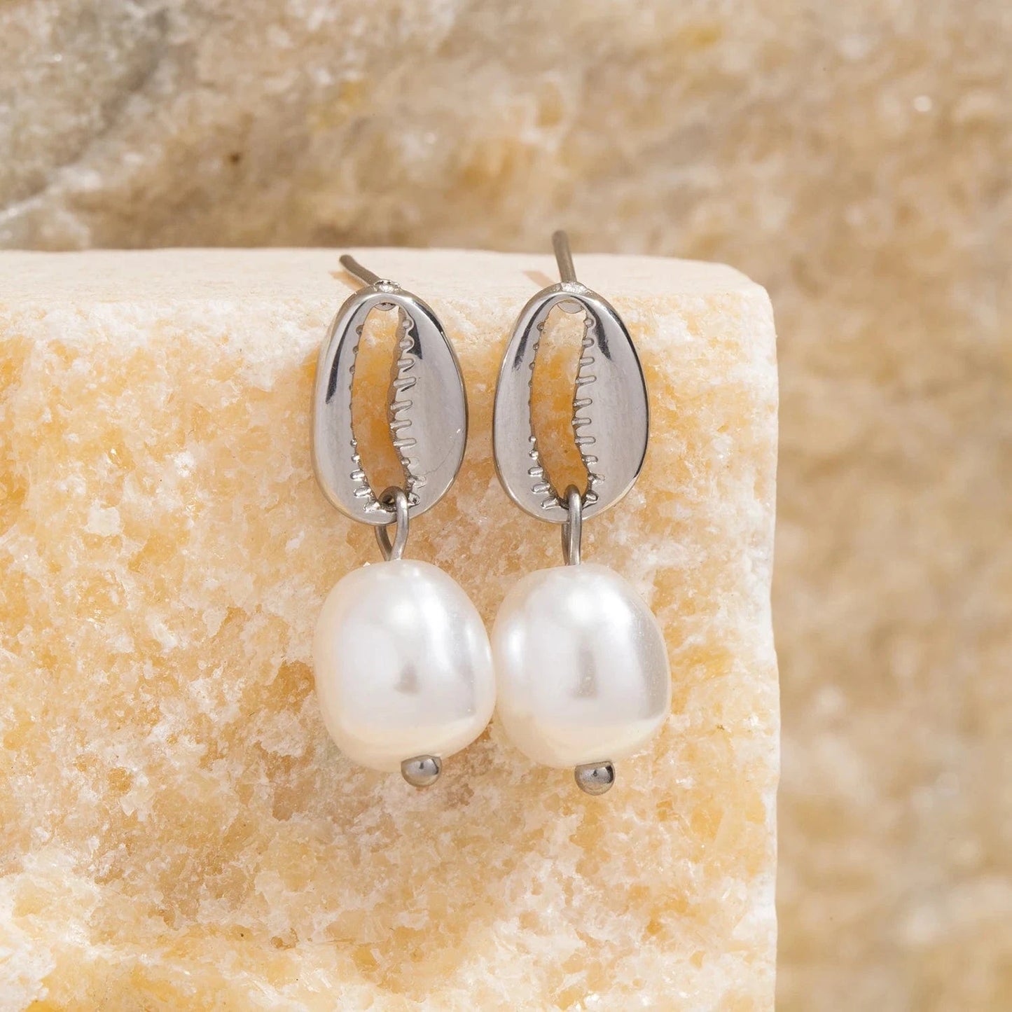 Pearlbud Earrings Sleek Silver Isla Pearl Drops