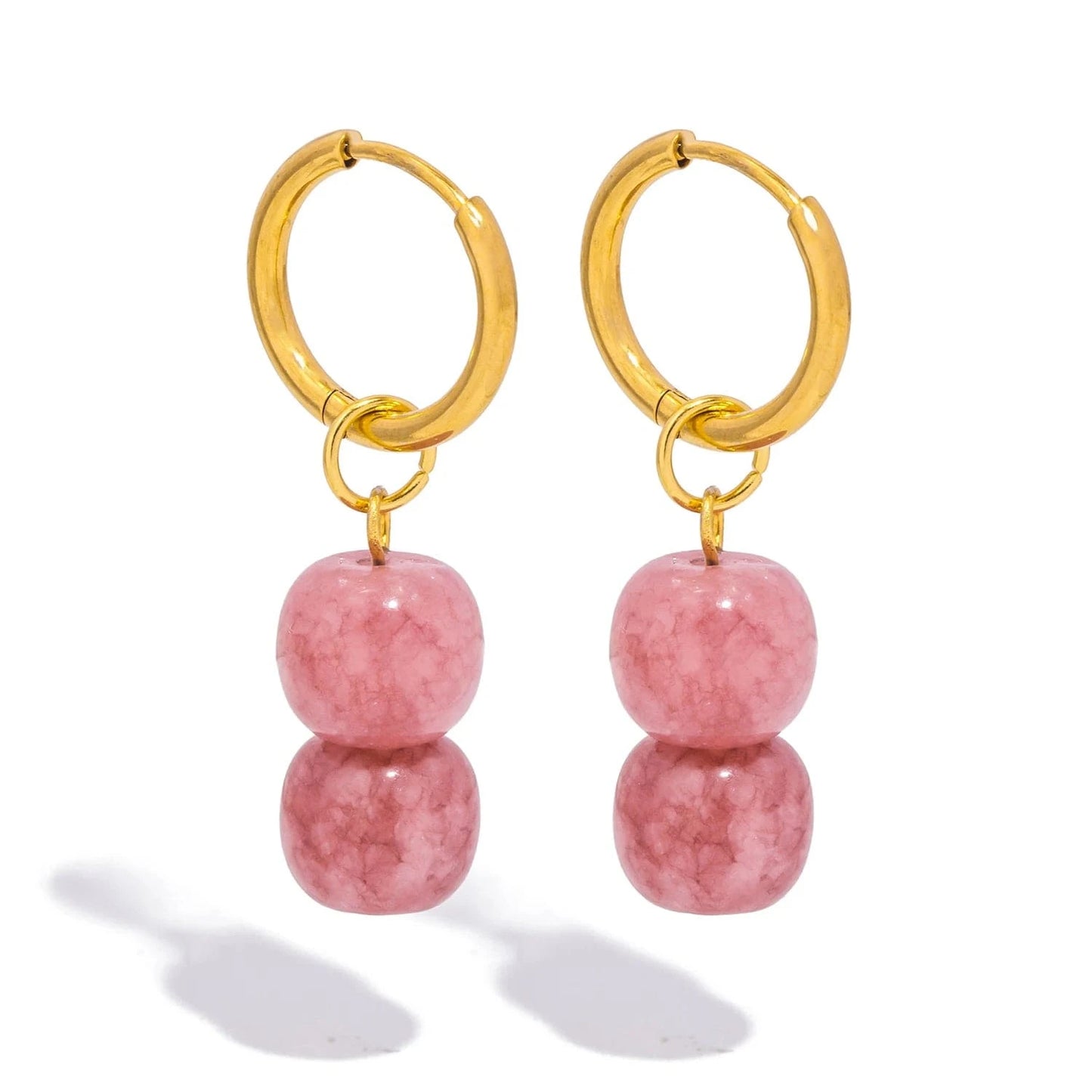 Pearlbud Earrings Soft Rose Serene Stone Hoop Earrings