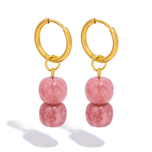 Pearlbud Earrings Soft Rose Serene Stone Hoop Earrings