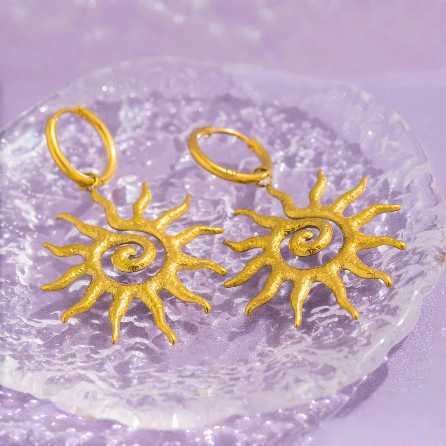 Pearlbud Earrings Spiral Sun Hoop Earrings