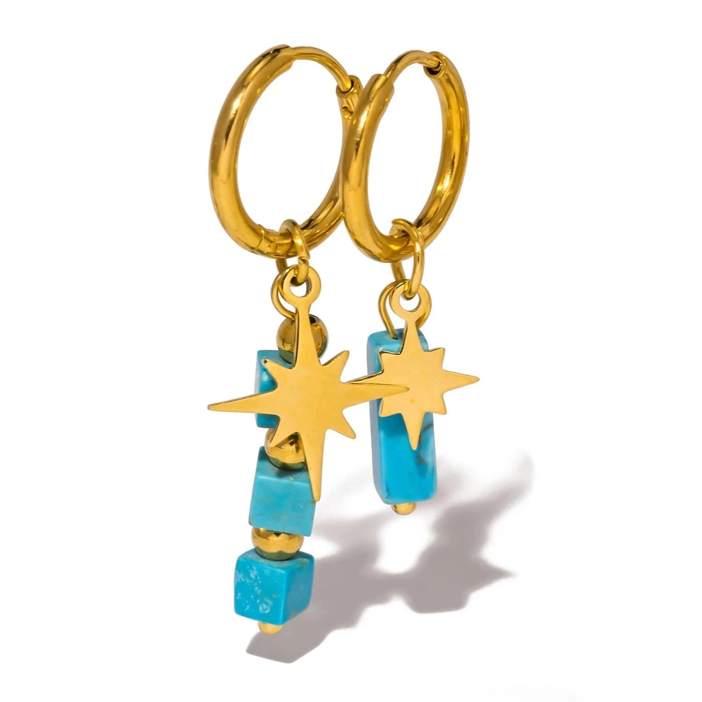 Pearlbud Earrings Turquoise Guiding Star Hoops