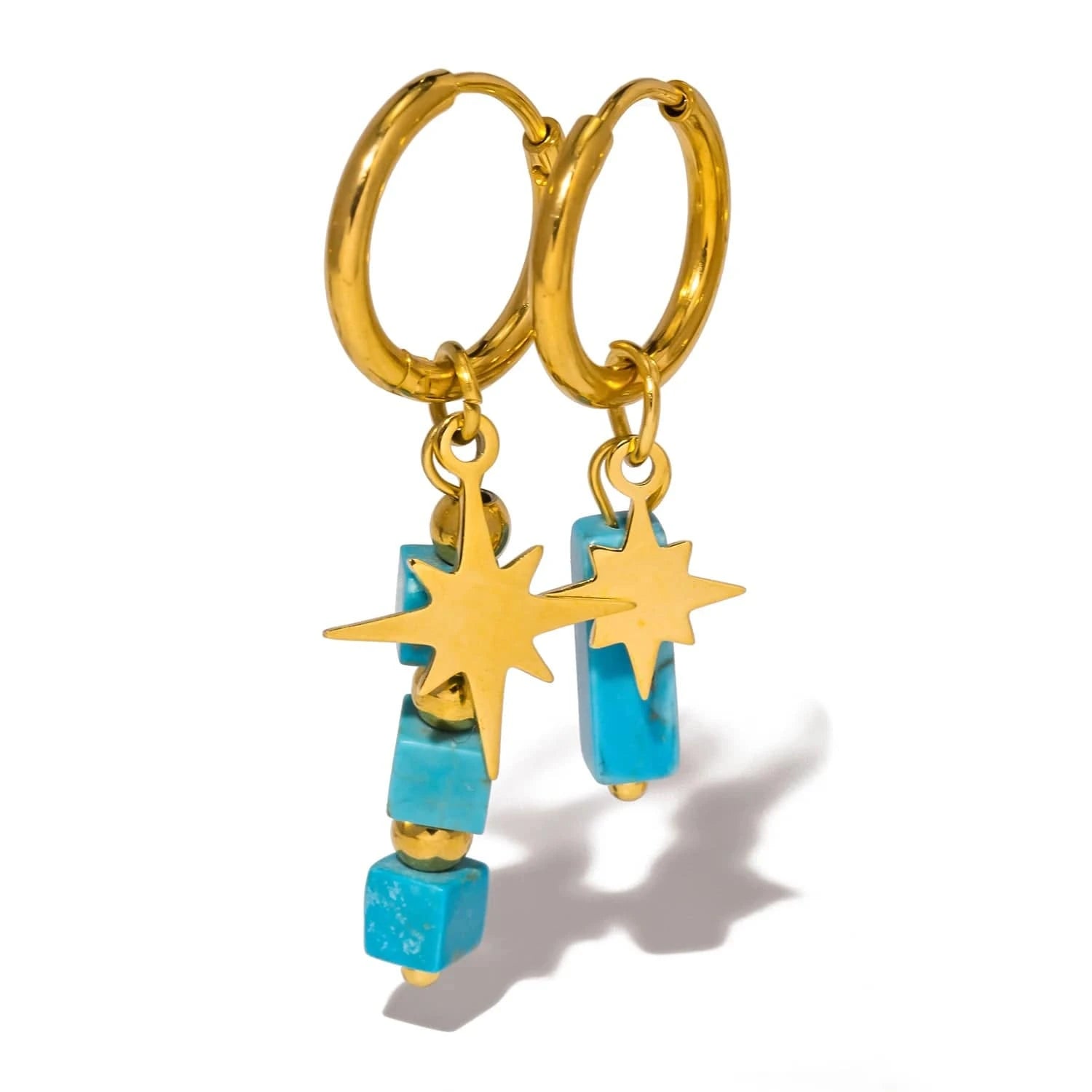 Pearlbud Earrings Turquoise Guiding Star Hoops