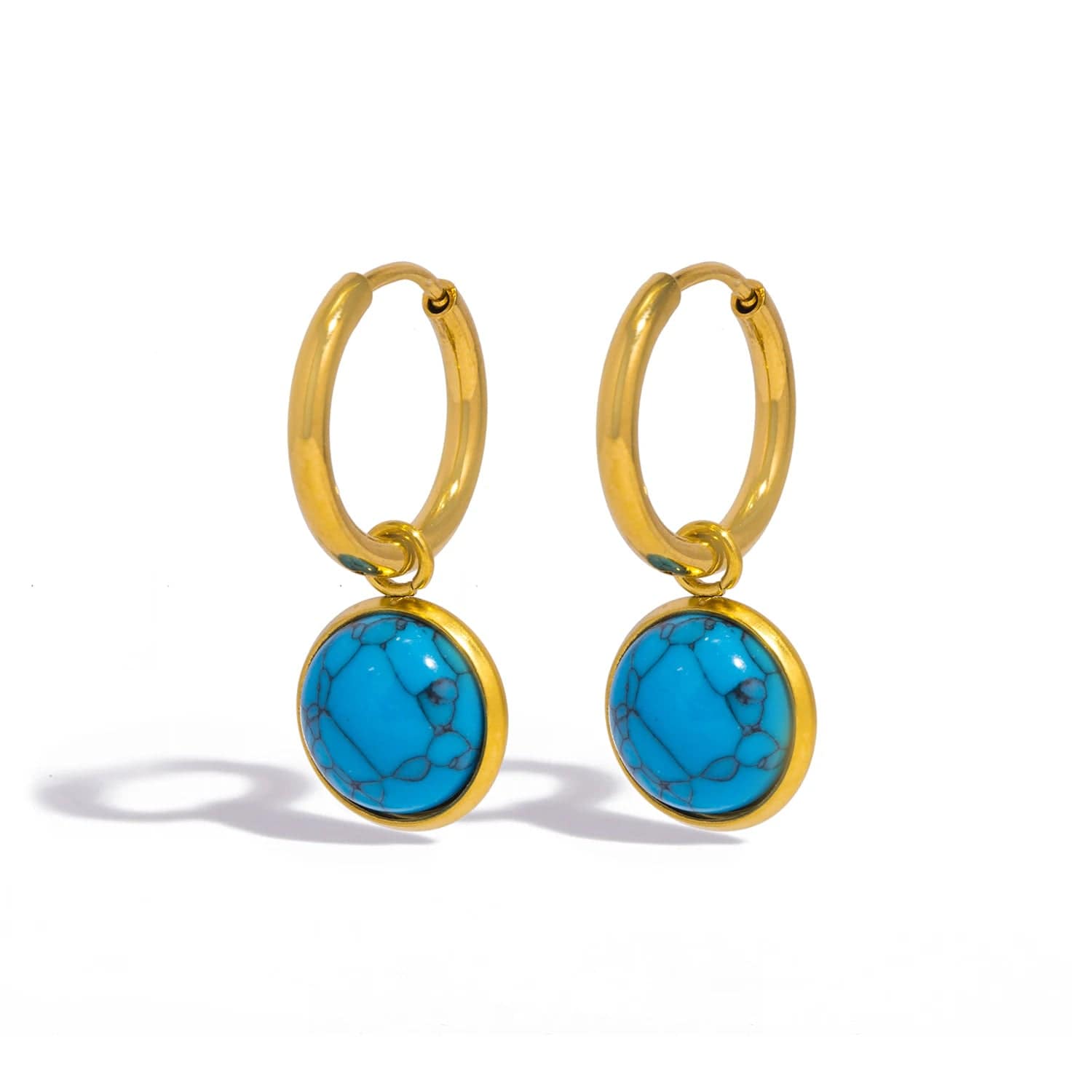 Pearlbud Earrings Turquoise Stone Ocean Droplet Hoops