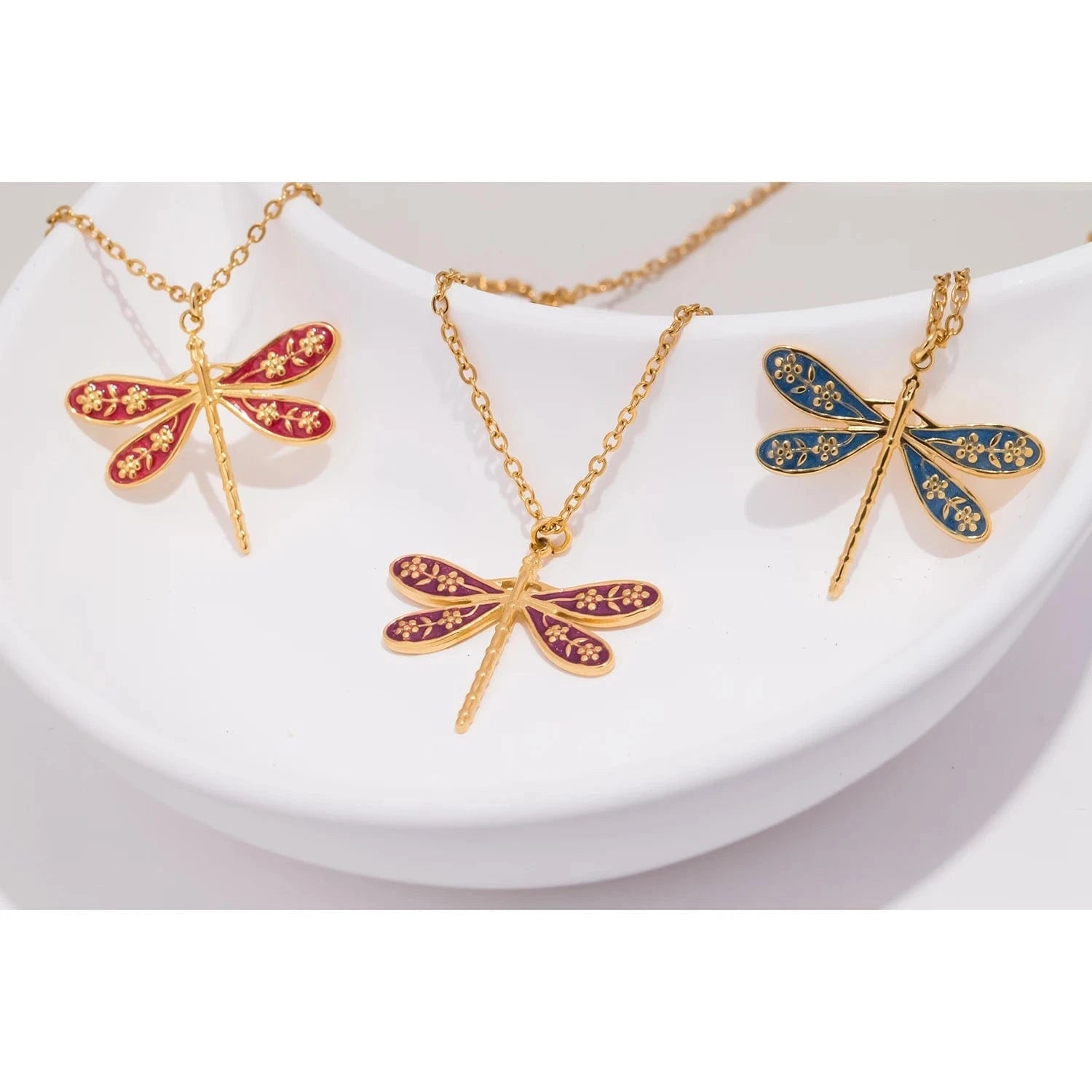 Pearlbud Necklace Dragonfly Charm Necklace