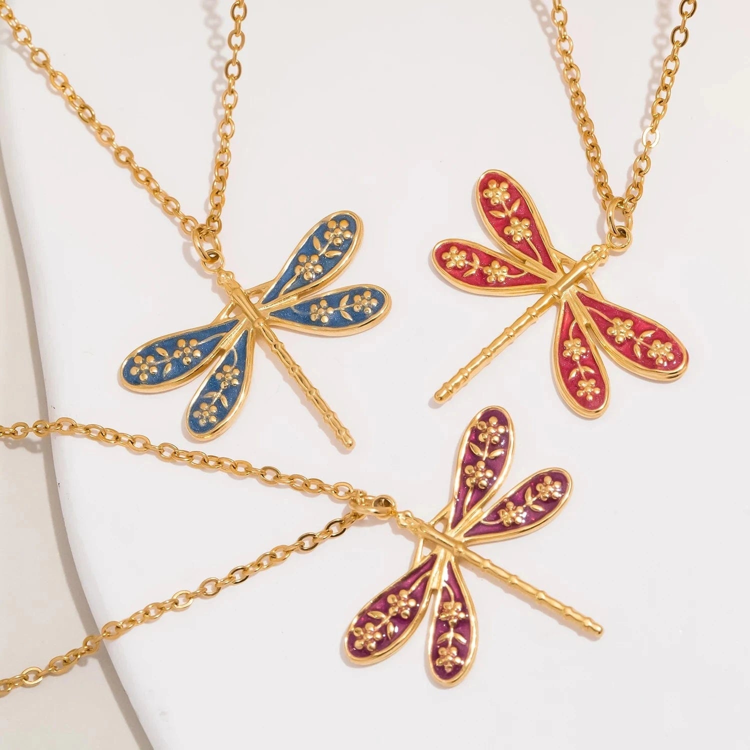 Pearlbud Necklace Dragonfly Charm Necklace