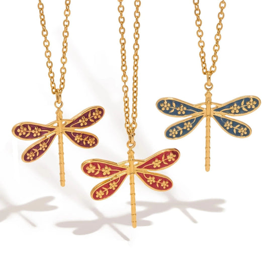 Pearlbud Necklace Dragonfly Charm Necklace