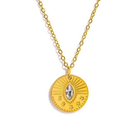 Pearlbud Necklace Gold Solara Medallion Necklace