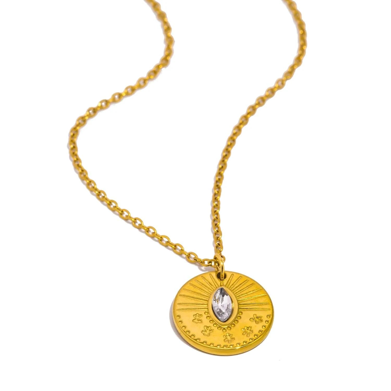 Pearlbud Necklace Gold Solara Medallion Necklace