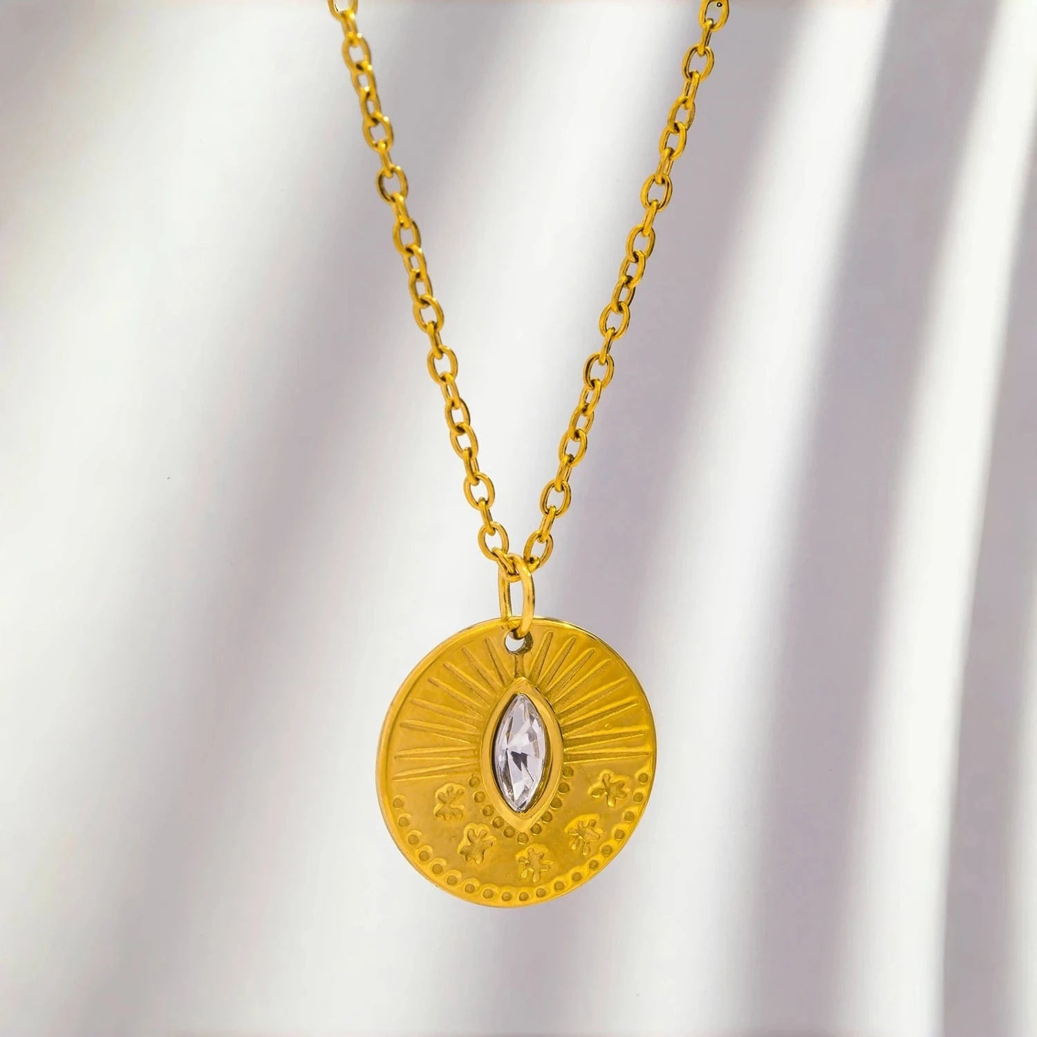 Pearlbud Necklace Gold Solara Medallion Necklace
