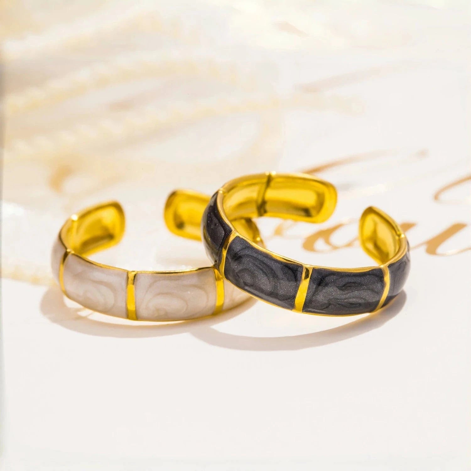 Pearlbud Rings Bamboo Enamel Ring