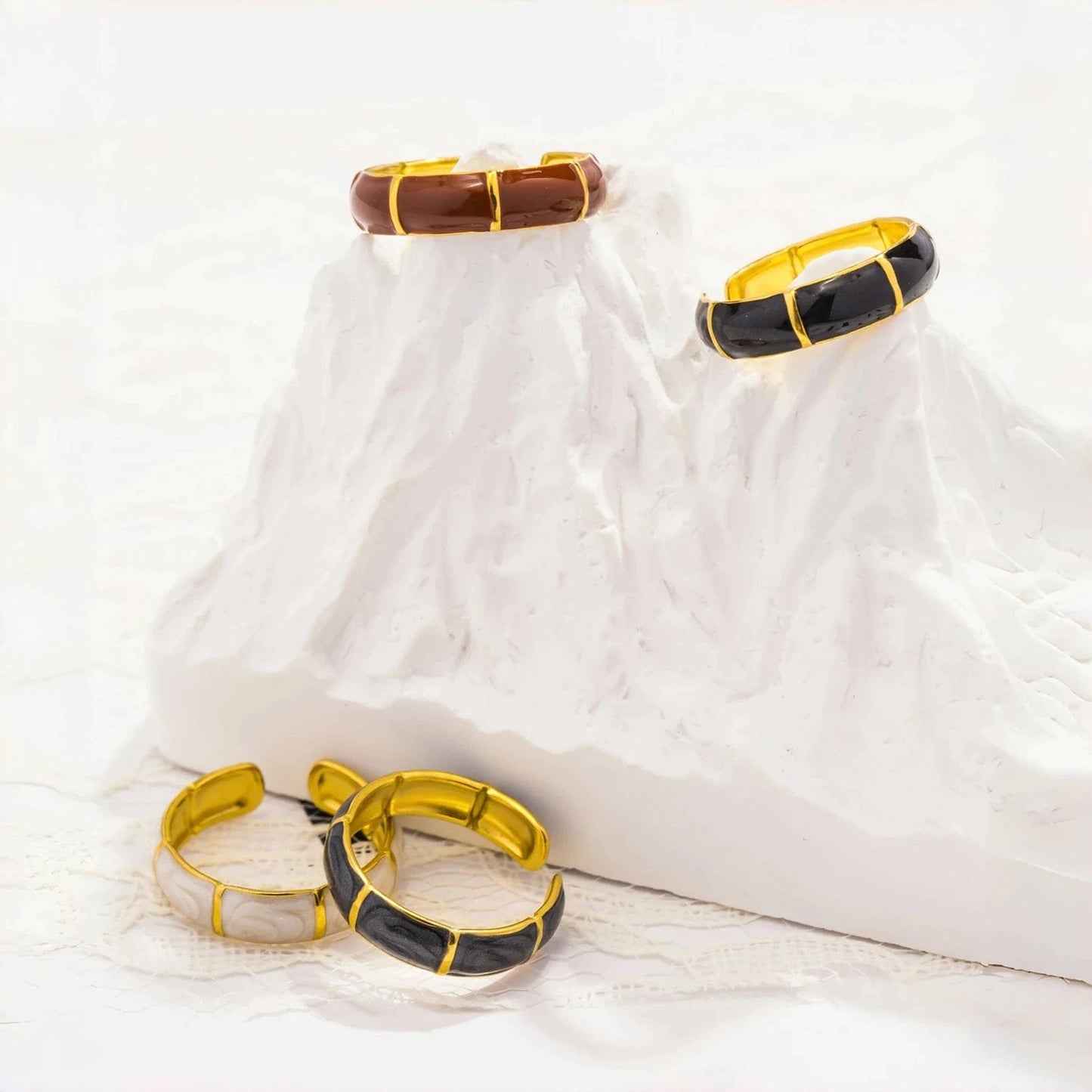 Pearlbud Rings Bamboo Enamel Ring