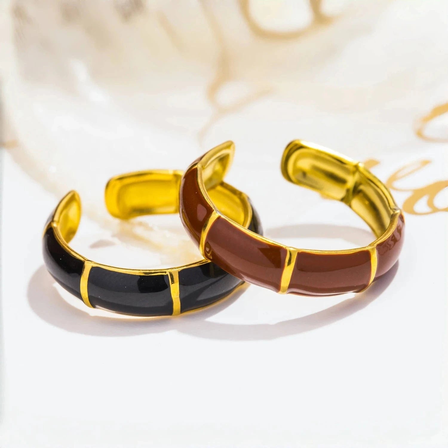Pearlbud Rings Bamboo Enamel Ring