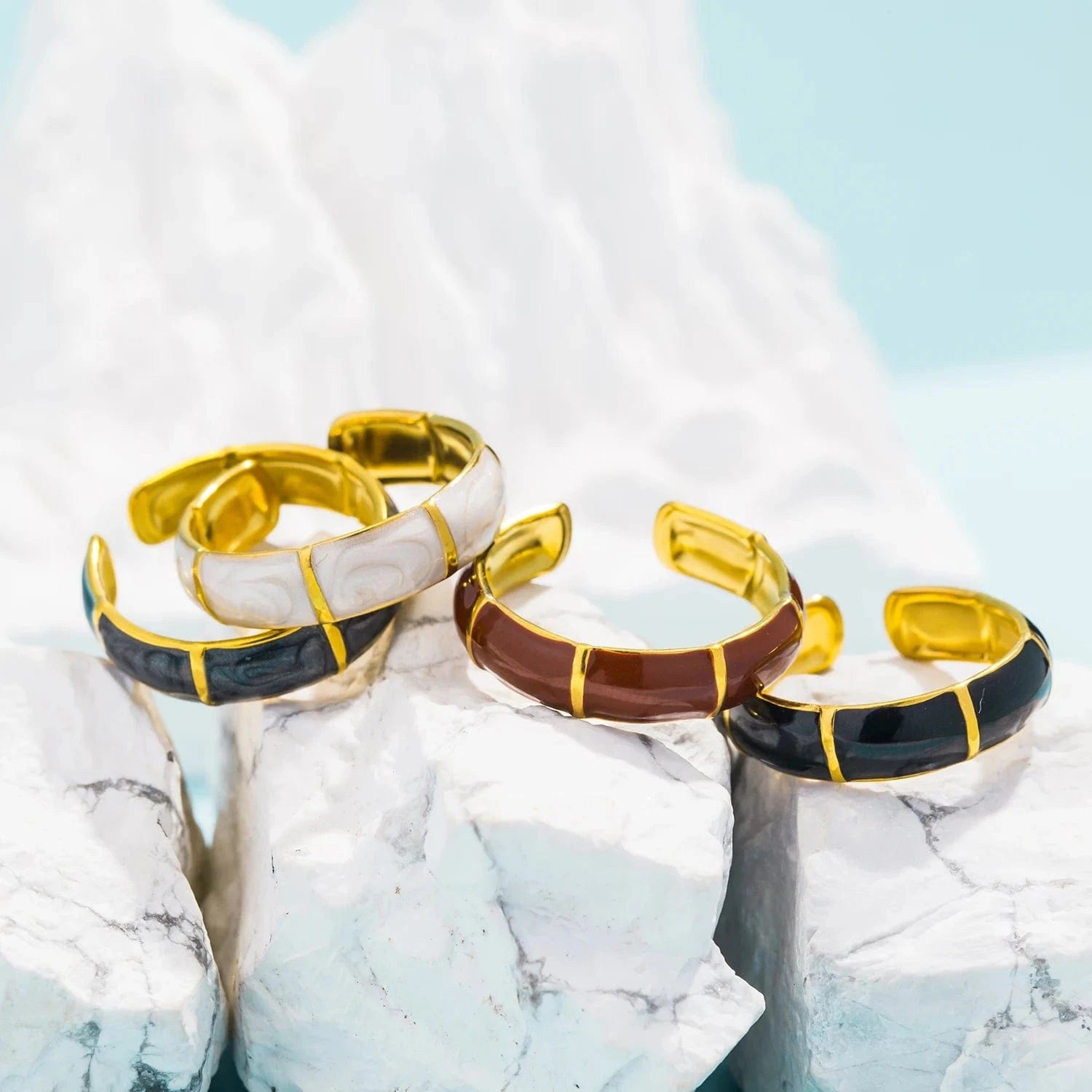 Pearlbud Rings Bamboo Enamel Ring