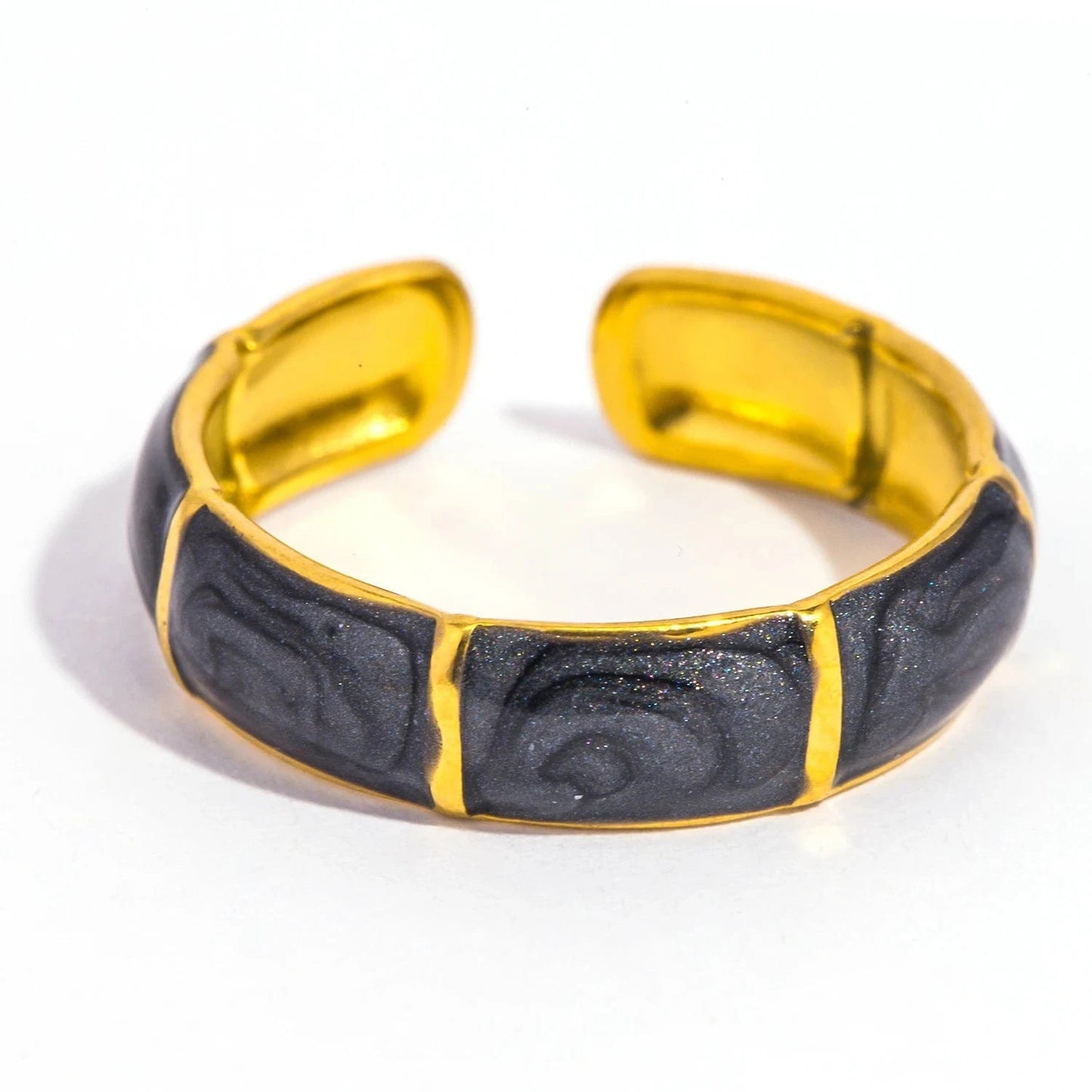 Pearlbud Rings Charcoal Bamboo Enamel Ring