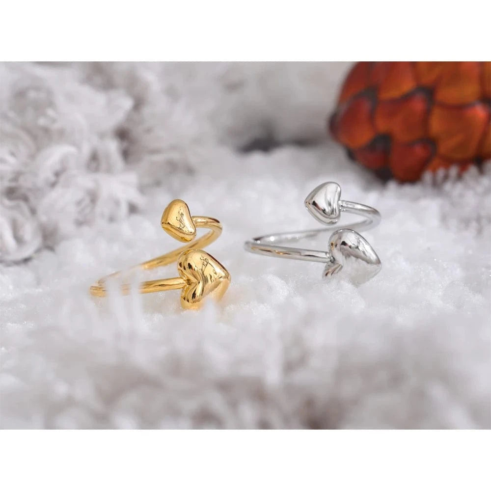 Pearlbud Rings Double Heart Ring