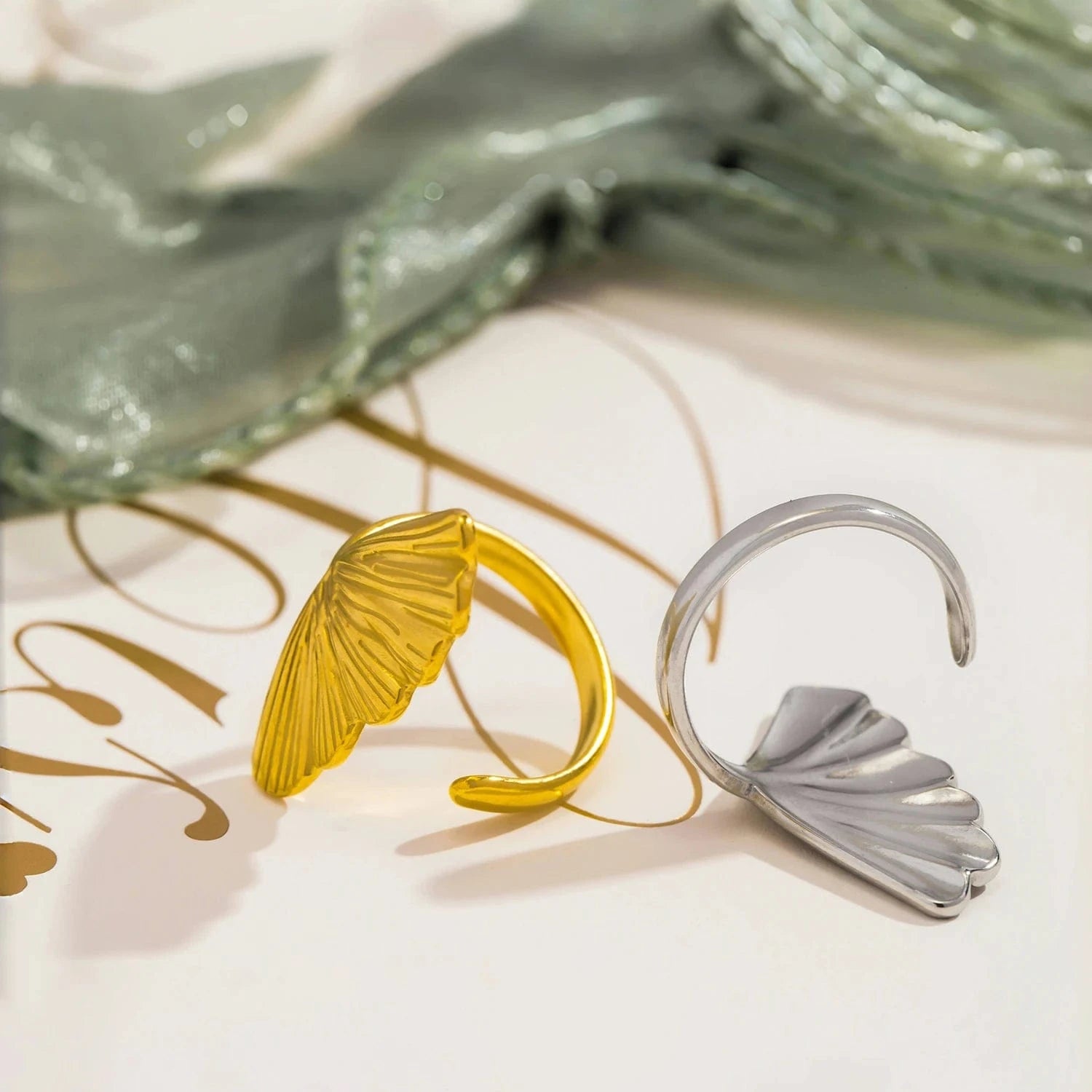 Pearlbud Rings Ginkgo Fan Ring