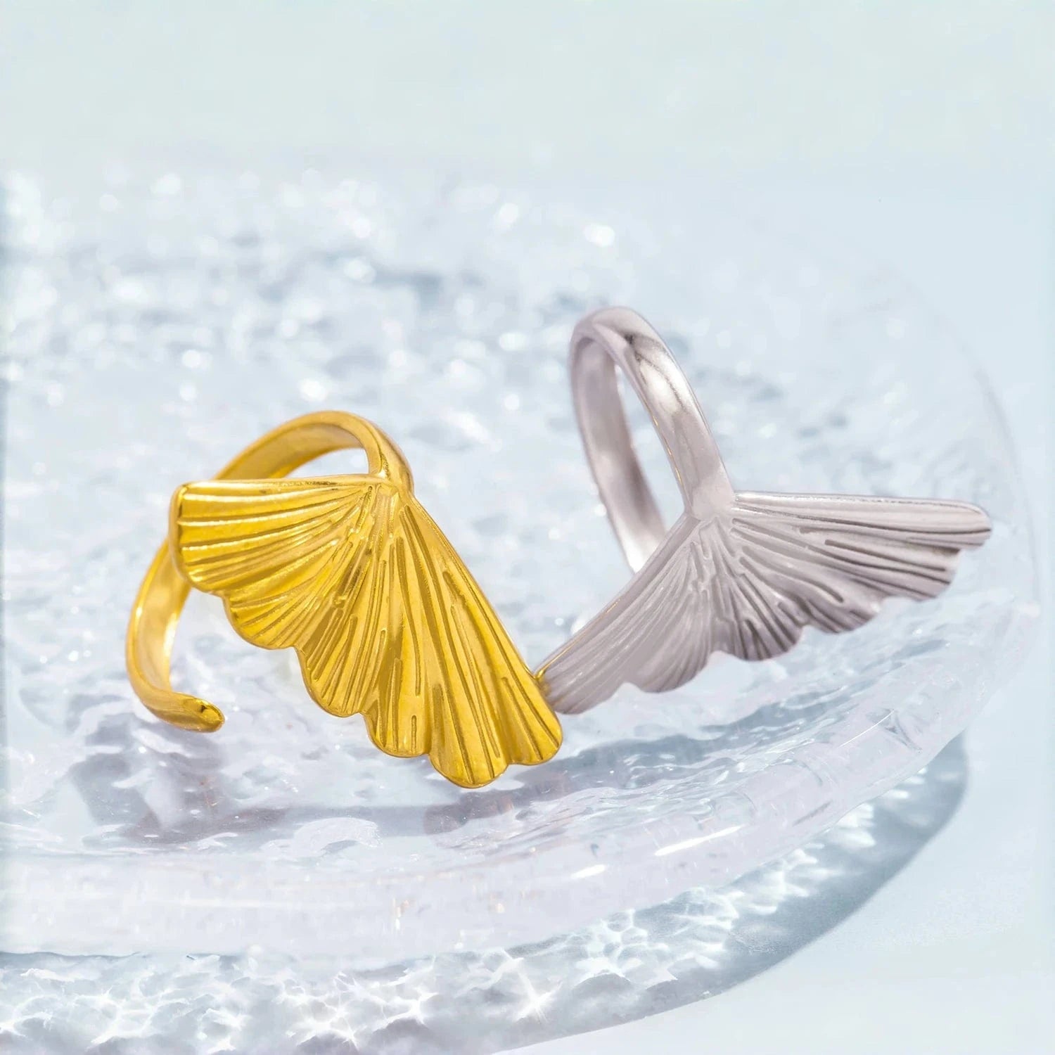 Pearlbud Rings Ginkgo Fan Ring