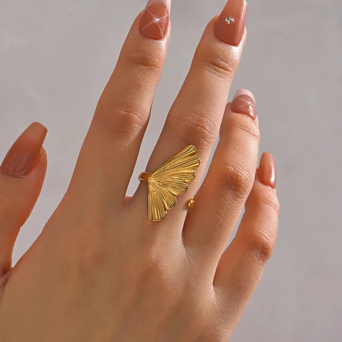 Pearlbud Rings Ginkgo Fan Ring