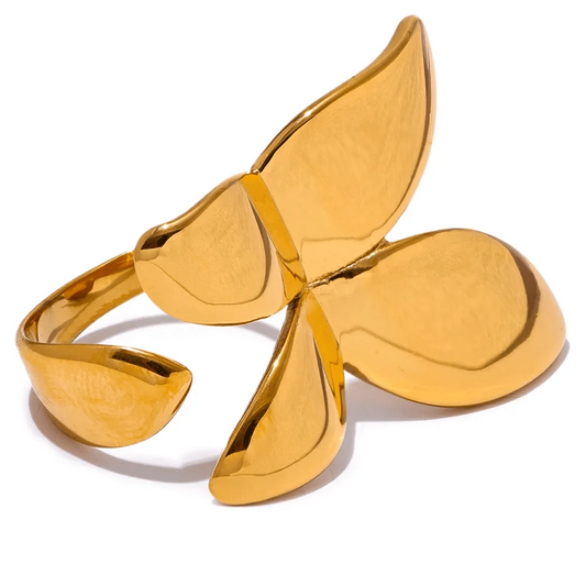 Pearlbud Rings Gold Bold Butterfly Ring
