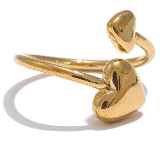 Pearlbud Rings Gold Double Heart Ring