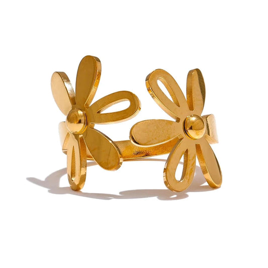 Pearlbud Rings Gold Duo Daisy Ring