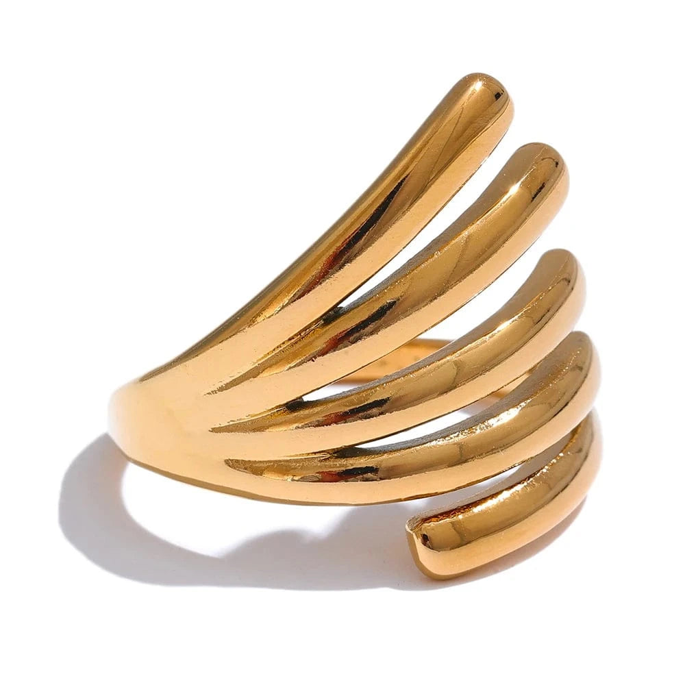 Pearlbud Rings Gold Flowing Bands Ring