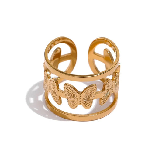 Pearlbud Rings Gold Flutterline Ring
