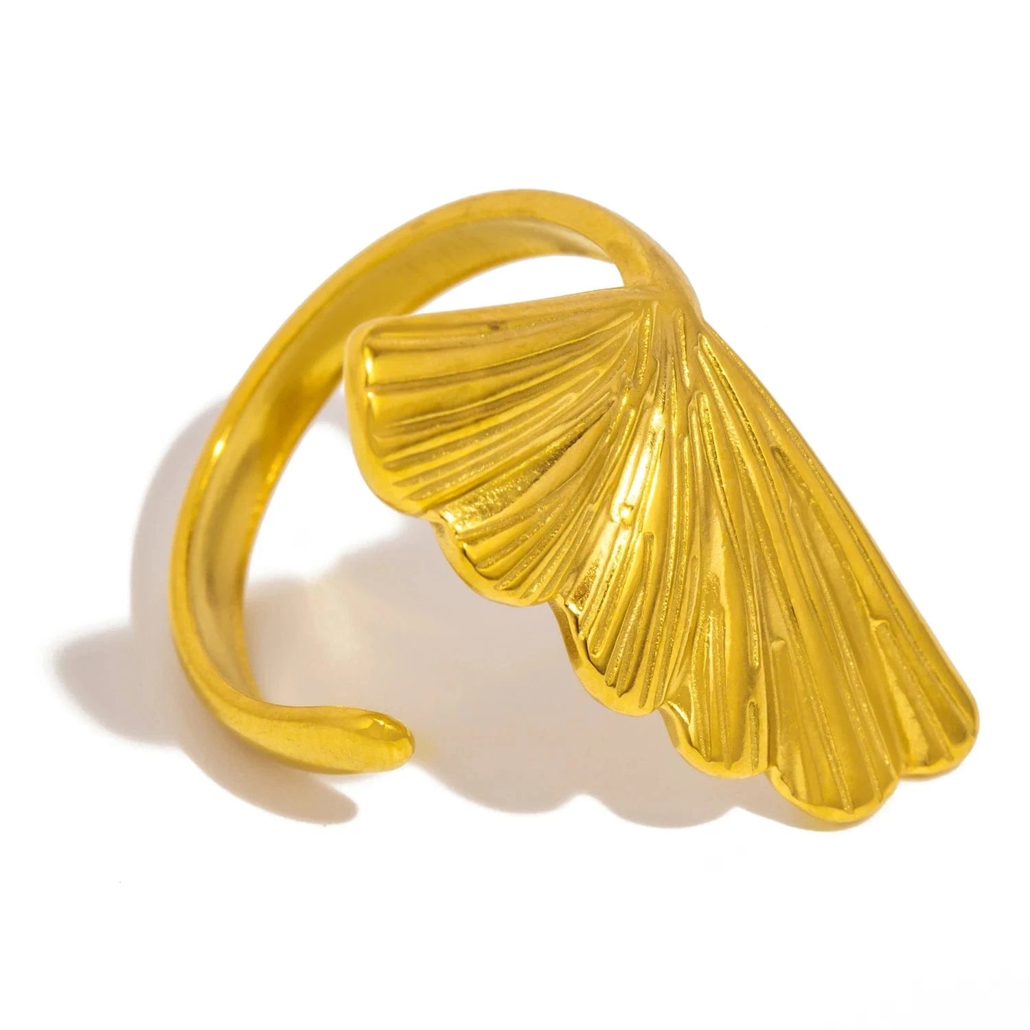 Pearlbud Rings Gold Ginkgo Fan Ring