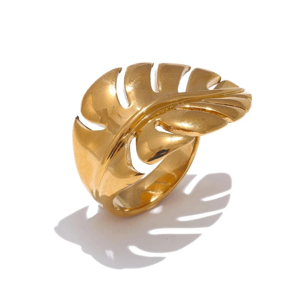 Pearlbud Rings Gold Monstera Leaf Ring