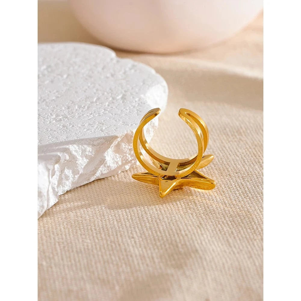 Pearlbud Rings Gold Spiral Starfish Ring