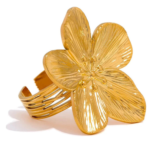 Pearlbud Rings Gold Statement Blossom Ring