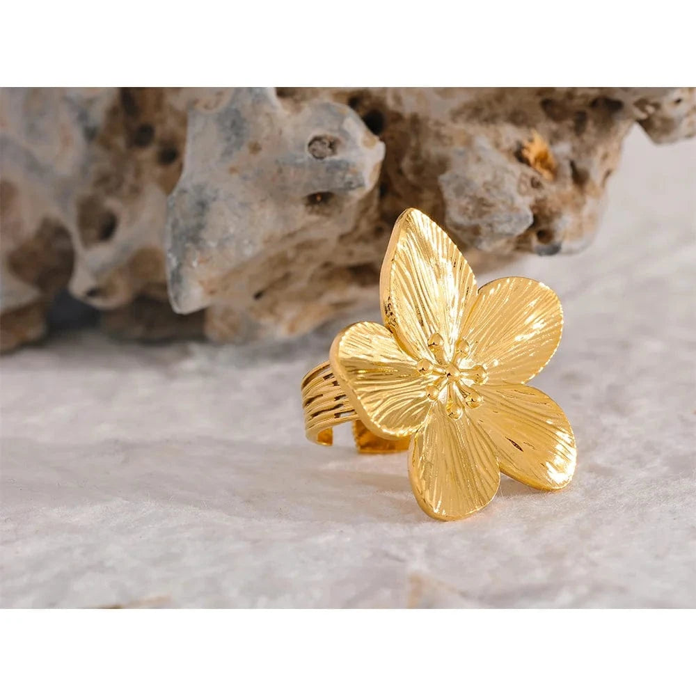Pearlbud Rings Gold Statement Blossom Ring