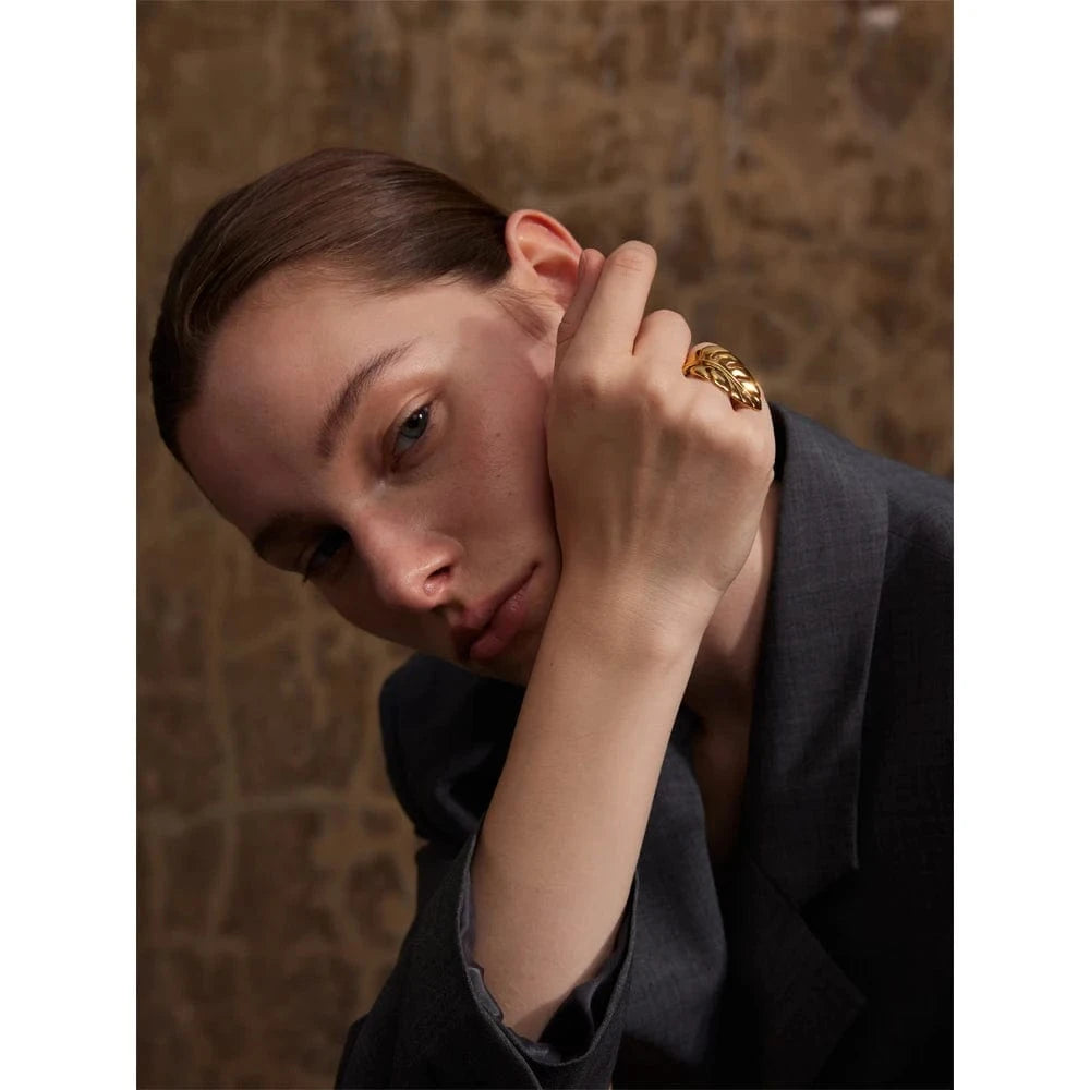 Pearlbud Rings Monstera Leaf Ring