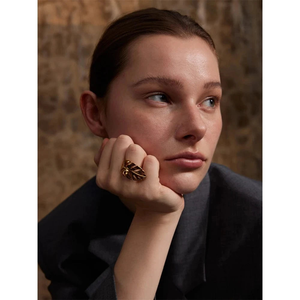Pearlbud Rings Monstera Leaf Ring