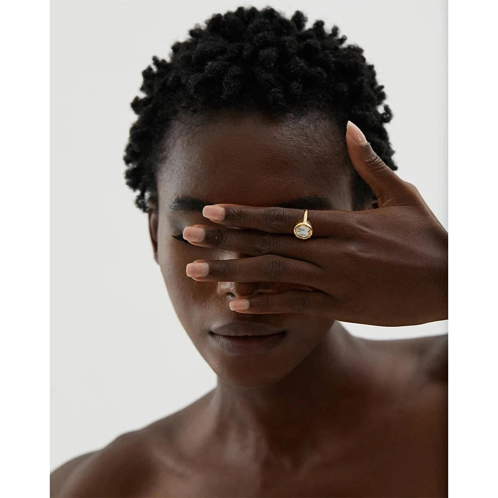 Pearlbud Rings Raw Stone Signet Ring