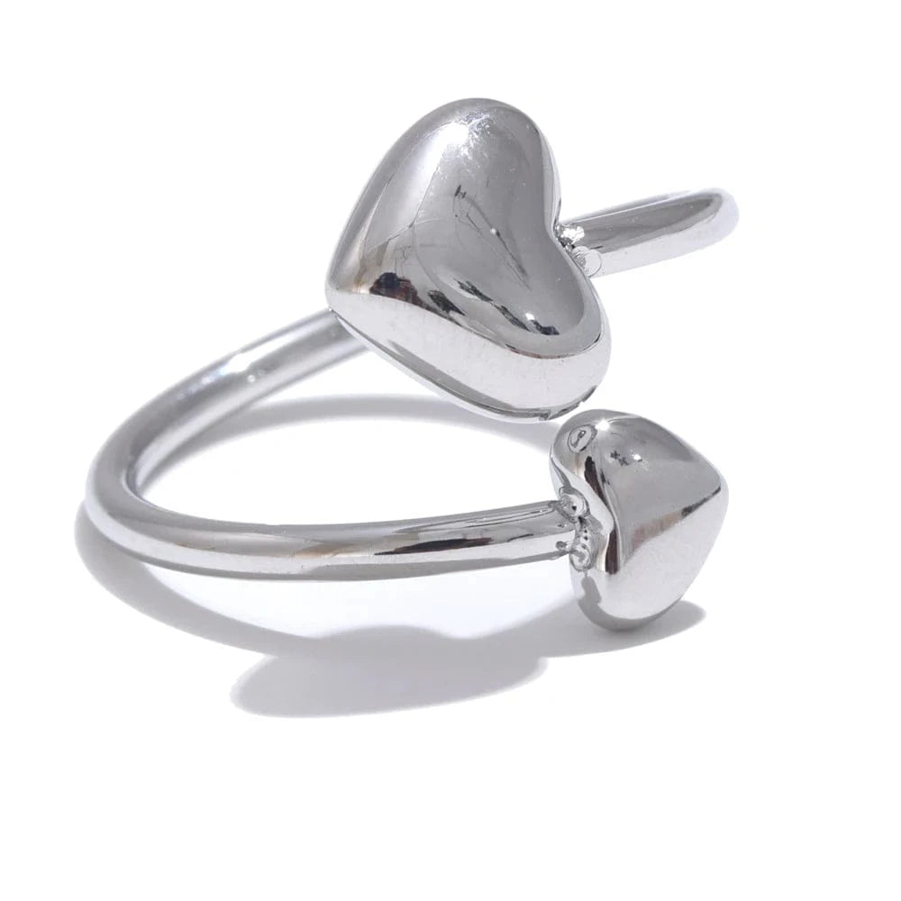 Pearlbud Rings Silver Double Heart Ring