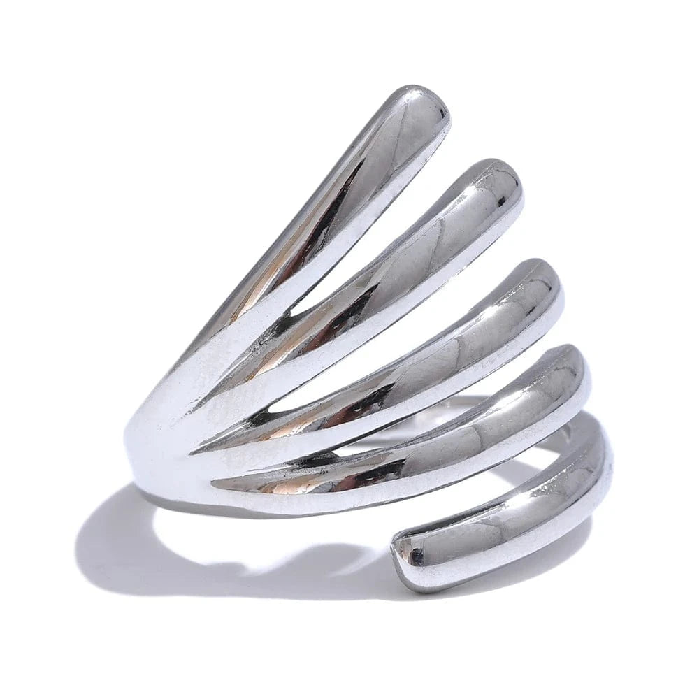Pearlbud Rings Silver Flowing Bands Ring