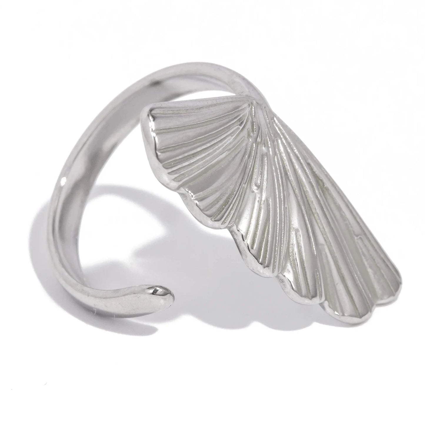 Pearlbud Rings Silver Ginkgo Fan Ring