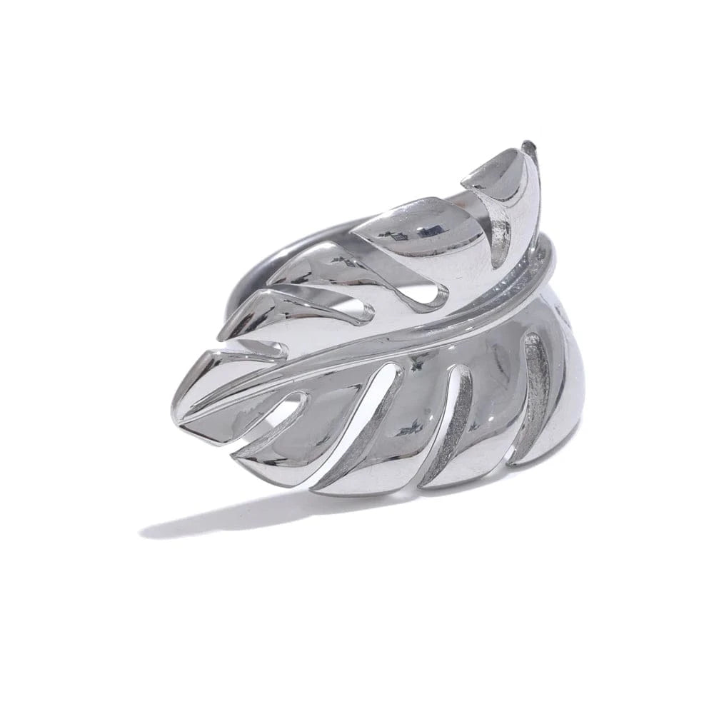 Pearlbud Rings Silver Monstera Leaf Ring