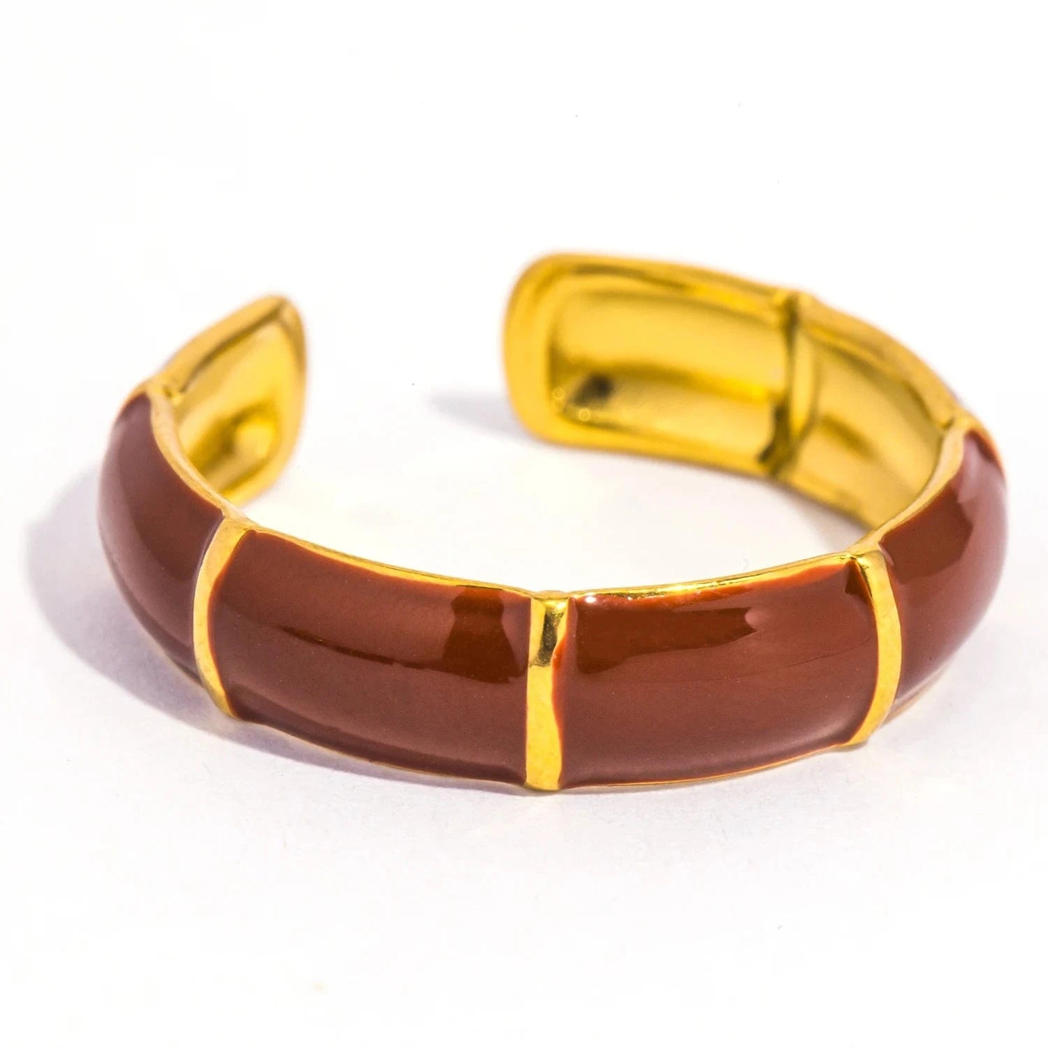 Pearlbud Rings Terracotta Bamboo Enamel Ring