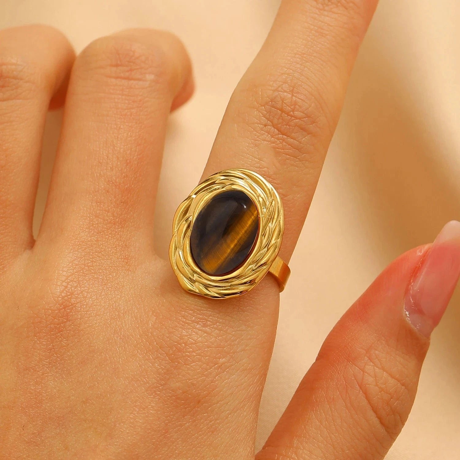 Pearlbud Rings Warm Gold Oura Stone Ring
