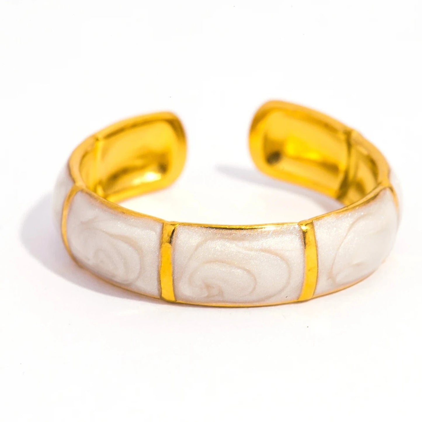 Pearlbud Rings White Bamboo Enamel Ring
